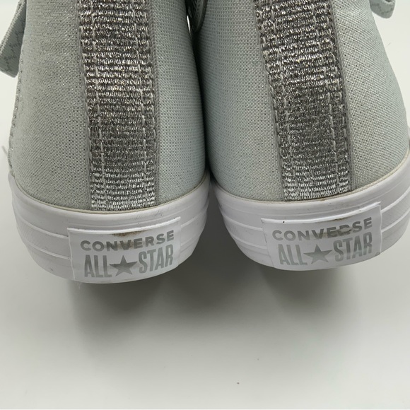 Converse All Star High Top Zipper Silver Glitter Sneakers. Juniors Size 6. - Picture 5 of 8